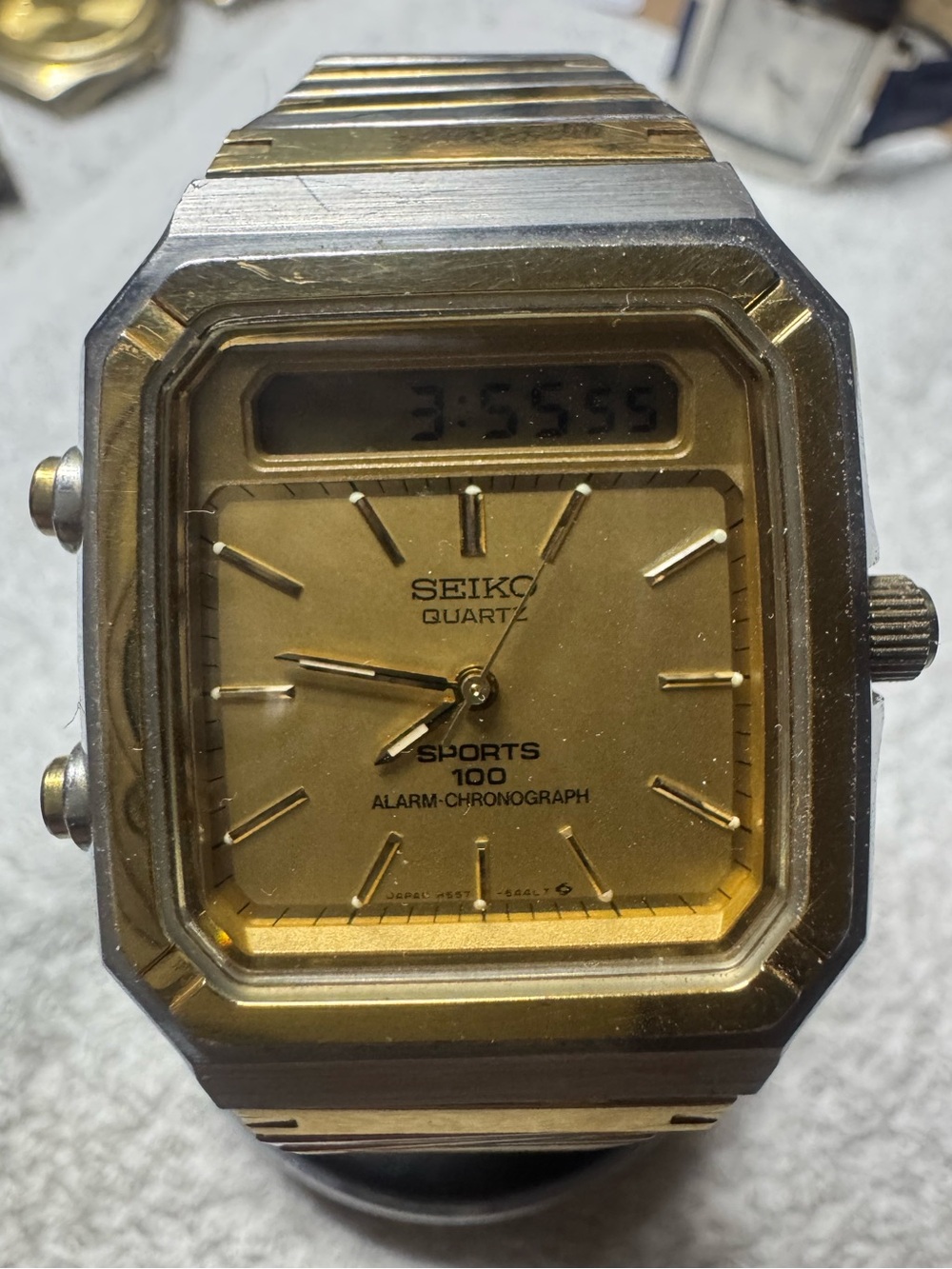 Seiko Gold Two-Tone Digital-Analog Sports 100 Watch